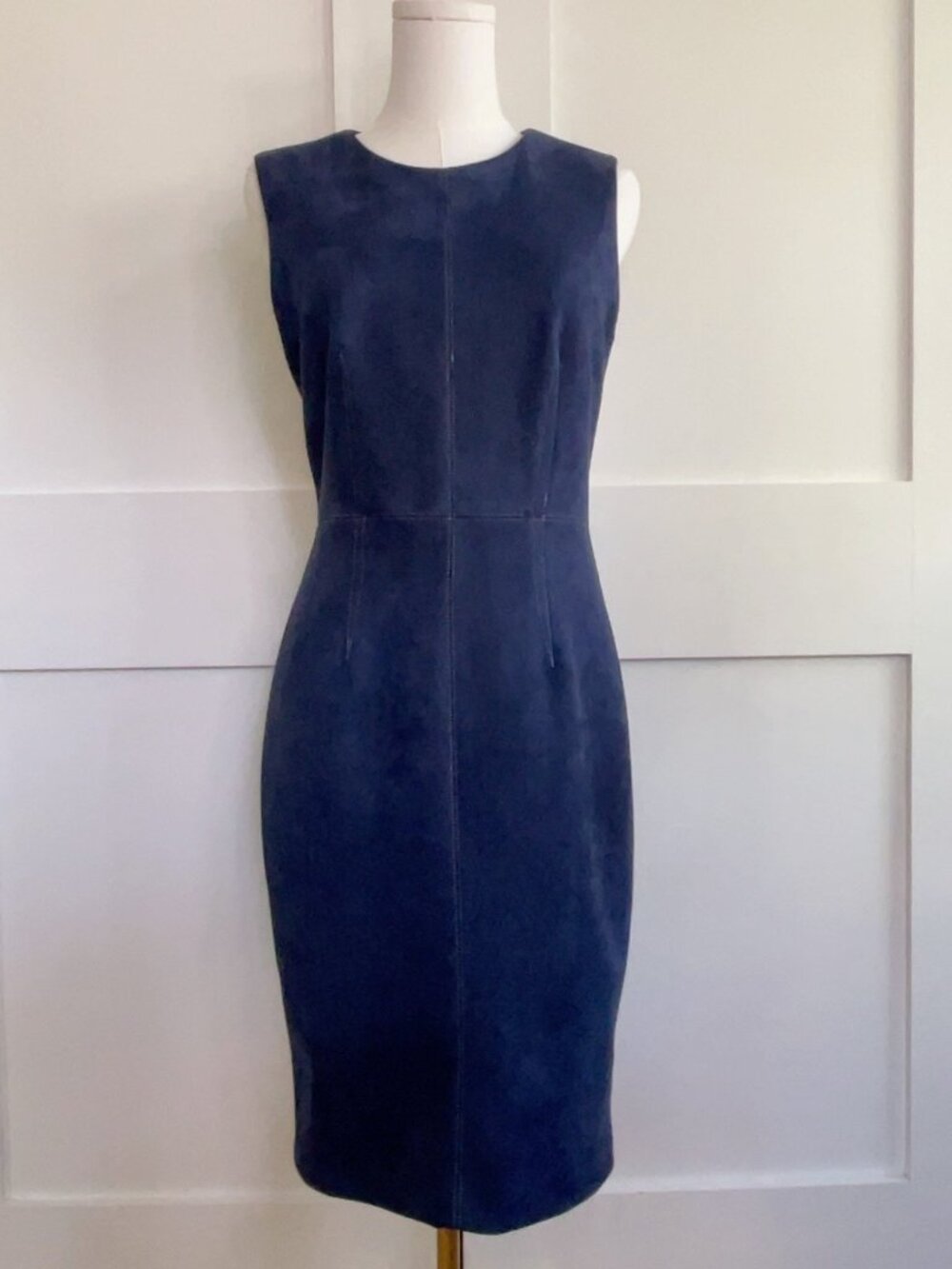 Neiman Marcus Navy Faux Suede Sheath Dress Size 2